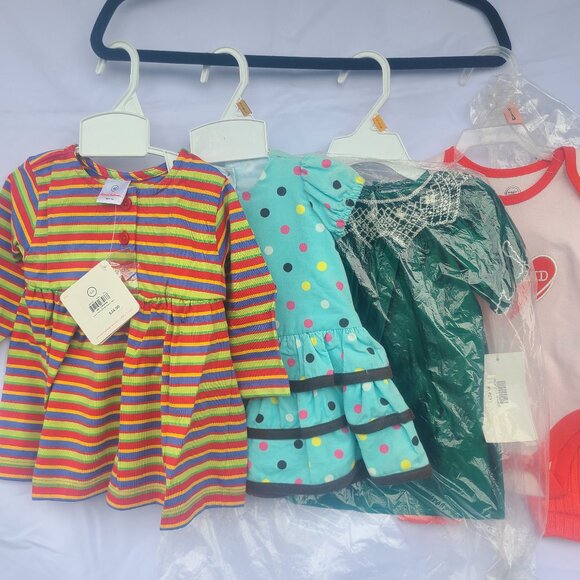 Baby Girl Clothes, 0–3M, Lot of 4pcs, NWT – 2 Dresses & 1 Pant Set - Picture 1 of 9